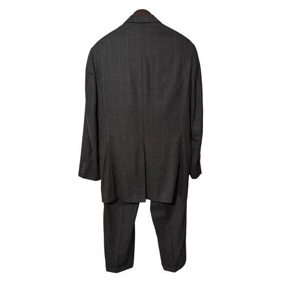 Hickey Freeman Custom Made Fine Wool Charcoal Large Check Men’s Suit 46, 36x32 - Picture 2 of 13